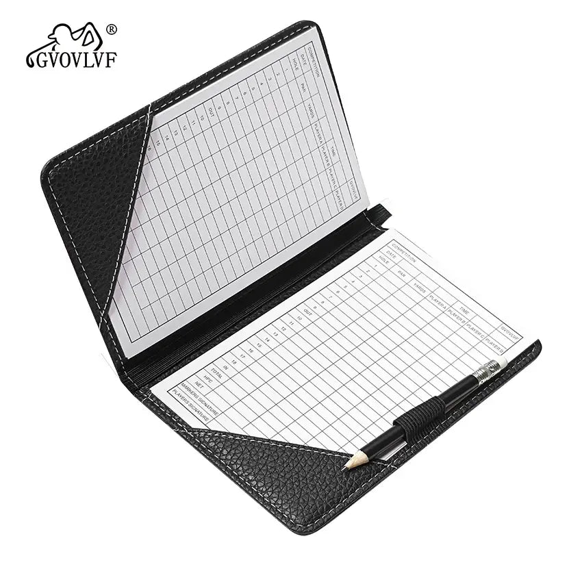 Golf Scorecard Holder with Golf Stat Tracker Sheet Premium Leather Golf Scorecard Book Golf Yardage Book Cover Gifts for Golfers