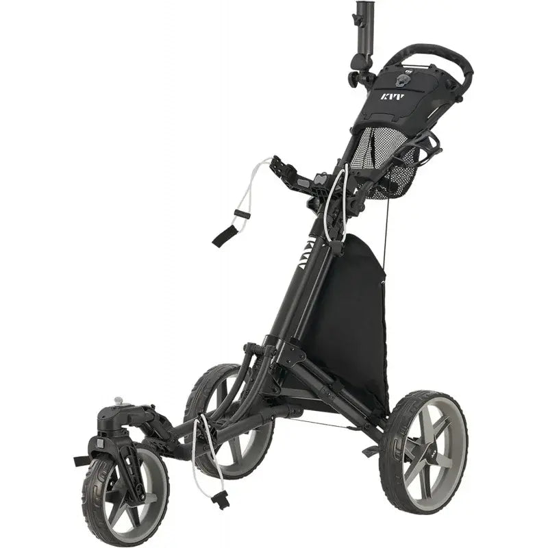 KVV 3 Wheel 360 Rotating Front Wheel Golf Push Cart Open and Close in ONE Second-Free Umbrella Holder Included