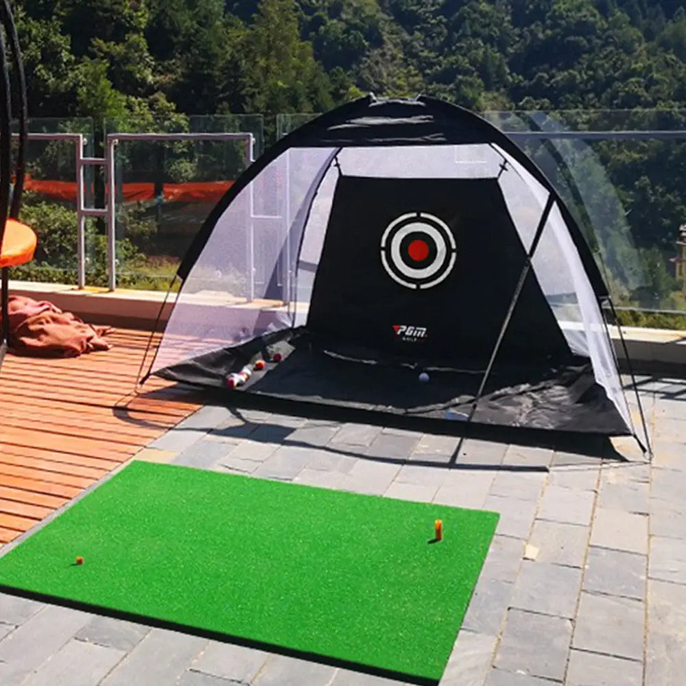 PGM Golf Practice Tent Net with Pole Cutting Holes, Portable Indoor, Cutting Batting Strike Cage, Swing Practice, Practice Cage