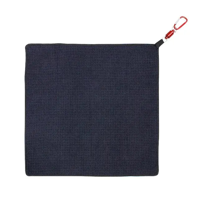 Golf Cleaning Towel Black 15.7x15.7 Inch With Magnet Hook Microfiber Supplies Golf Special Use Wet and Dry Dual Cleaning Towel