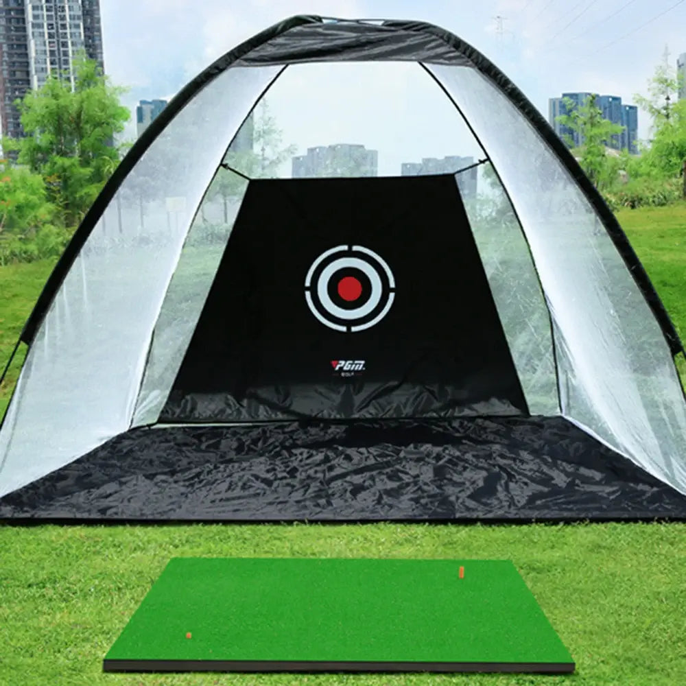 PGM Golf Practice Tent Net with Pole Cutting Holes, Portable Indoor, Cutting Batting Strike Cage, Swing Practice, Practice Cage