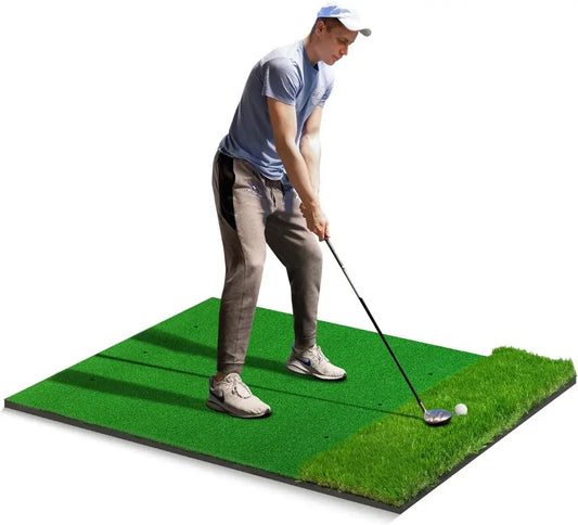 Golf Mat, 5x4ft Thickening Golf Hitting Mats, Premium Impact Golf Practice Mat with Dual Grass Turf,