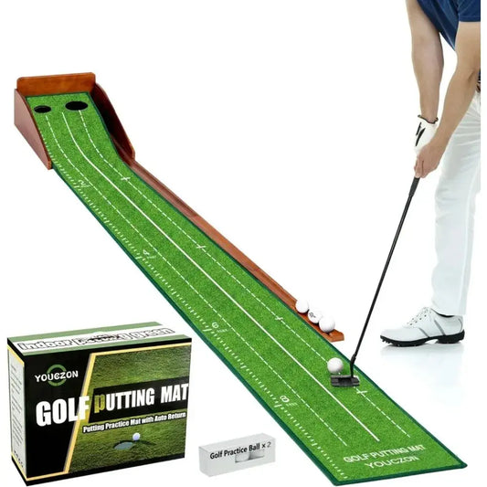 Putting Green,Putting Matt for Indoors, Putting Game Professional Indoor Outdoor Golf Putting mat, Featuring Auto Ball Return