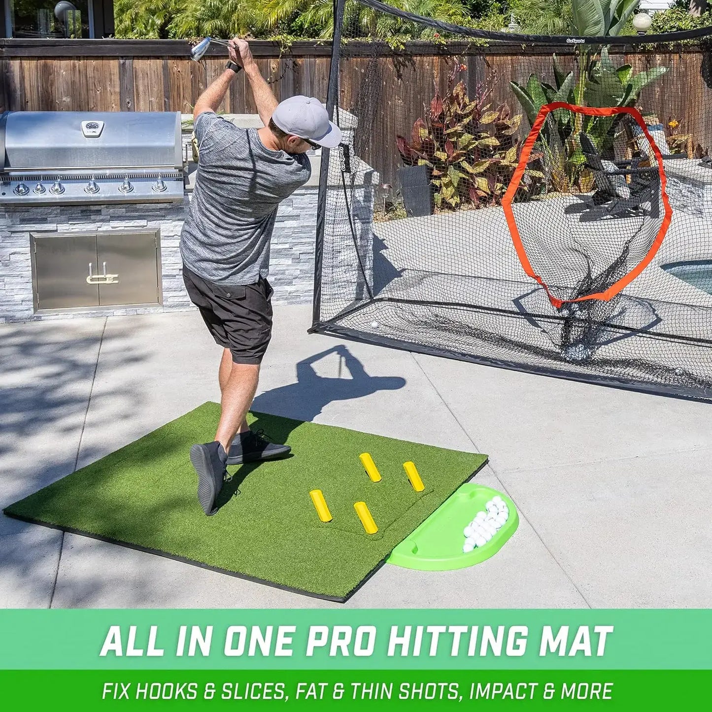 5 ft x 4 ft PRO Golf Practice Hitting Mat, Includes 5 Interchangeable Inserts for the Ultimate At-Home Instruction, Gre