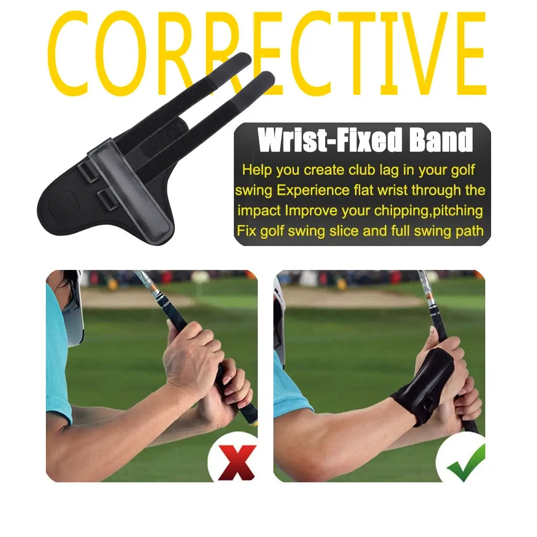 Golf Swing Aids Pro Power Band Wrist Brace Smooth and Connect-Easy Correct Training Swing Gesture Alignment Practice Tool