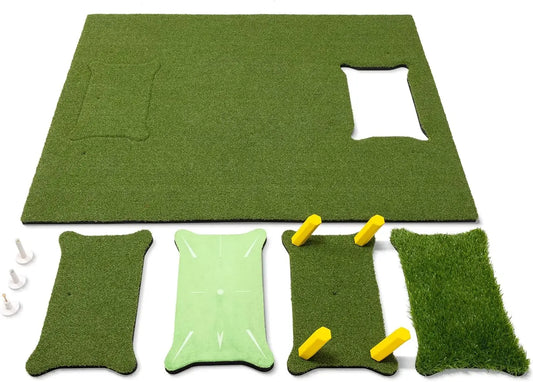 5 ft x 4 ft PRO Golf Practice Hitting Mat, Includes 5 Interchangeable Inserts for the Ultimate At-Home Instruction, Gre