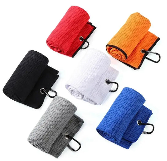 Golf Towel Waffle Pattern Cotton With Carabiner Cleaning Towels Microfiber Hook Cleans Clubs Balls Hands