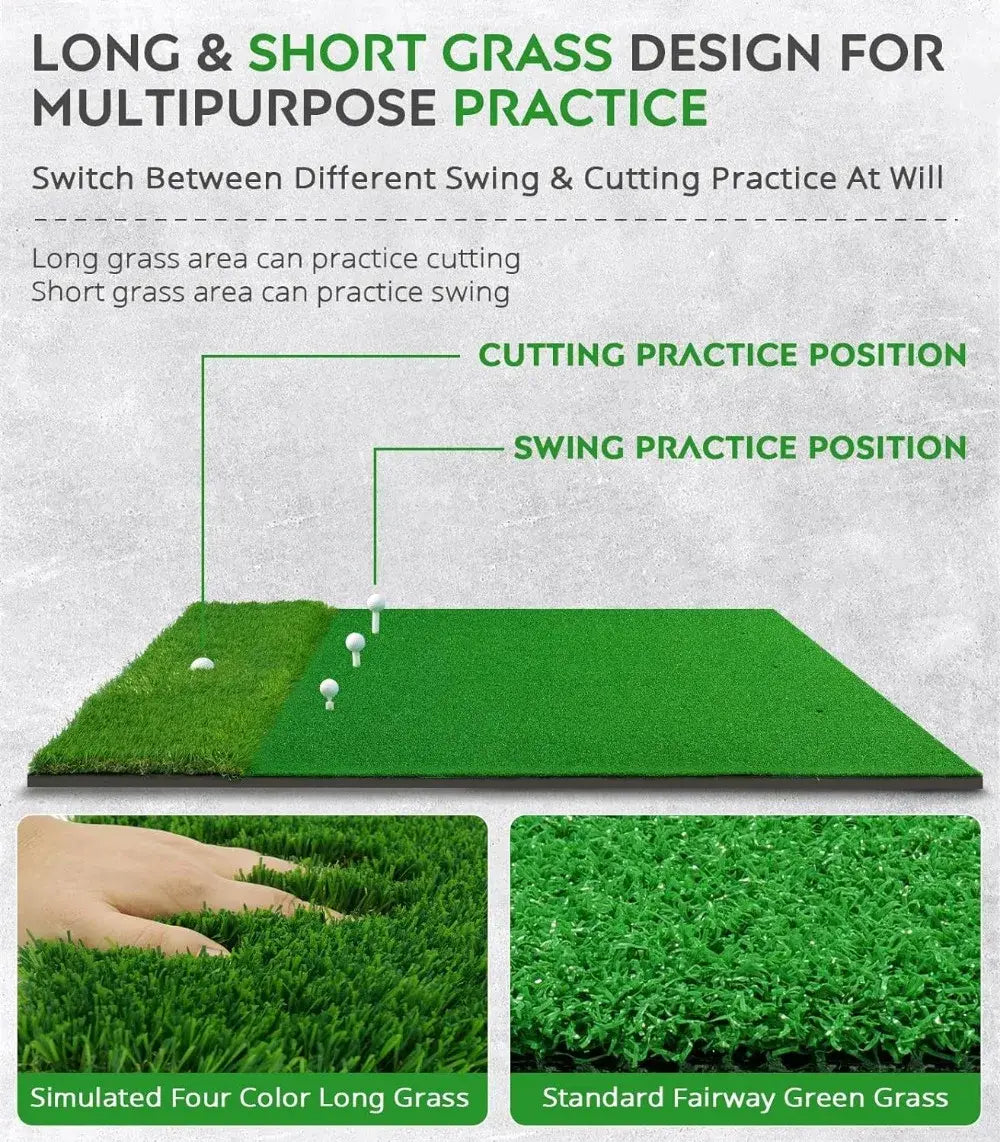 Golf Mat, 5x4ft Thickening Golf Hitting Mats, Premium Impact Golf Practice Mat with Dual Grass Turf,