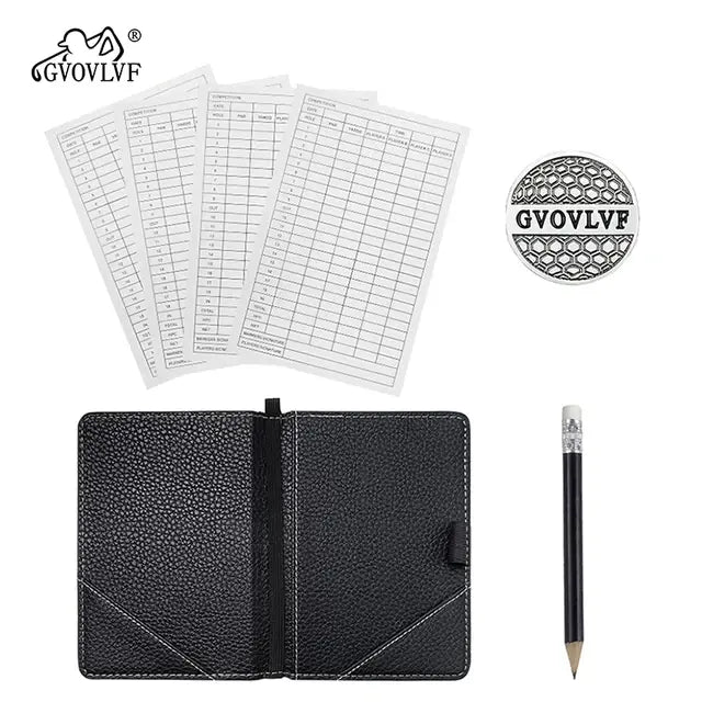 Golf Scorecard Holder with Golf Stat Tracker Sheet Premium Leather Golf Scorecard Book Golf Yardage Book Cover Gifts for Golfers